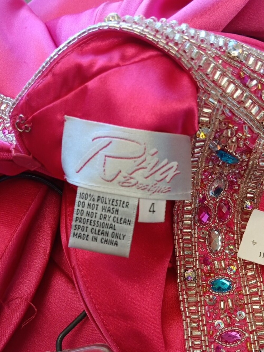 Riva Designs Hot Pink Beaded Halter Maxi Gown - Picture 10 of 10